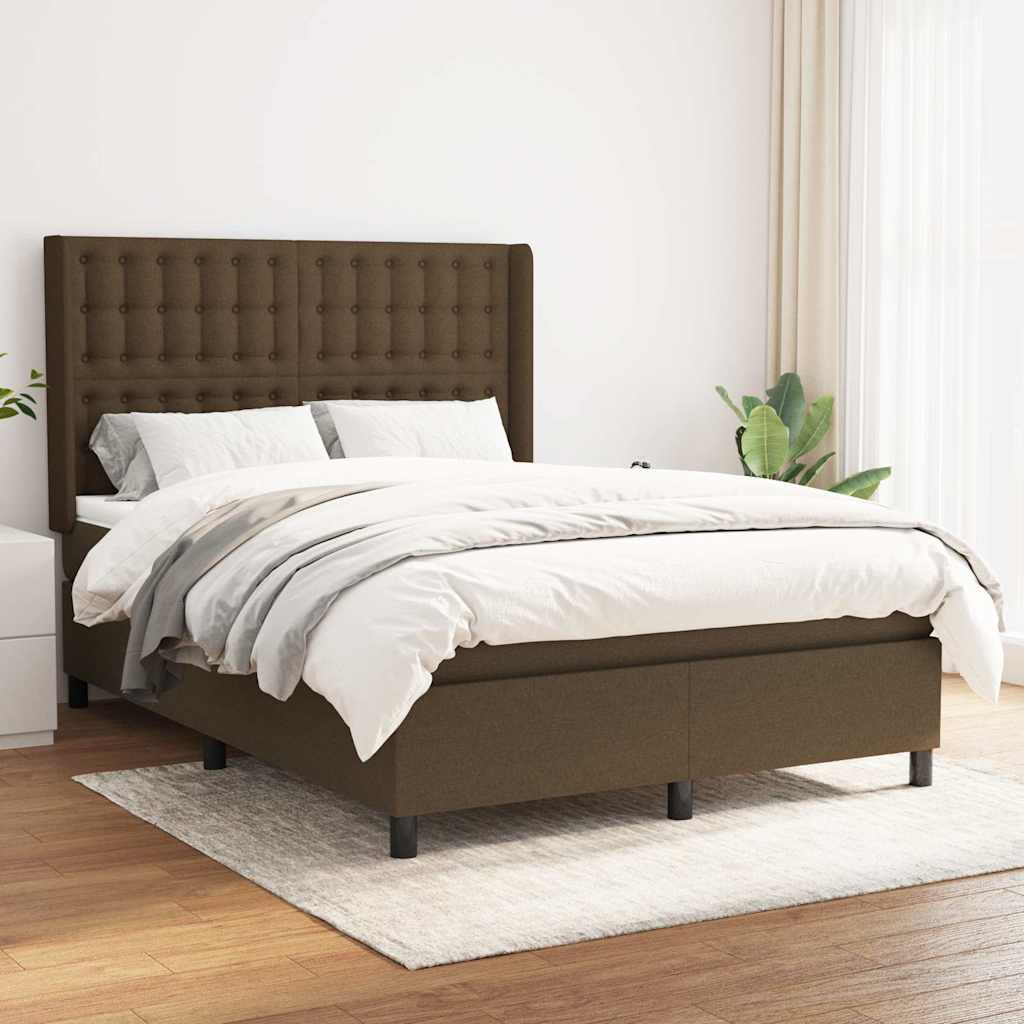 Sommier à lattes de lit avec matelas Marron foncé 140x200 cm
