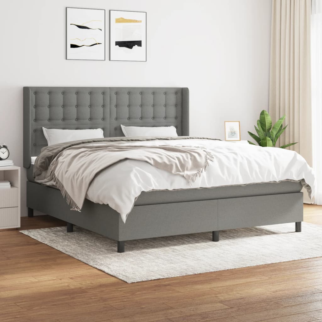 Sommier à lattes de lit avec matelas Gris foncé 160x200cm Tissu - XIOS