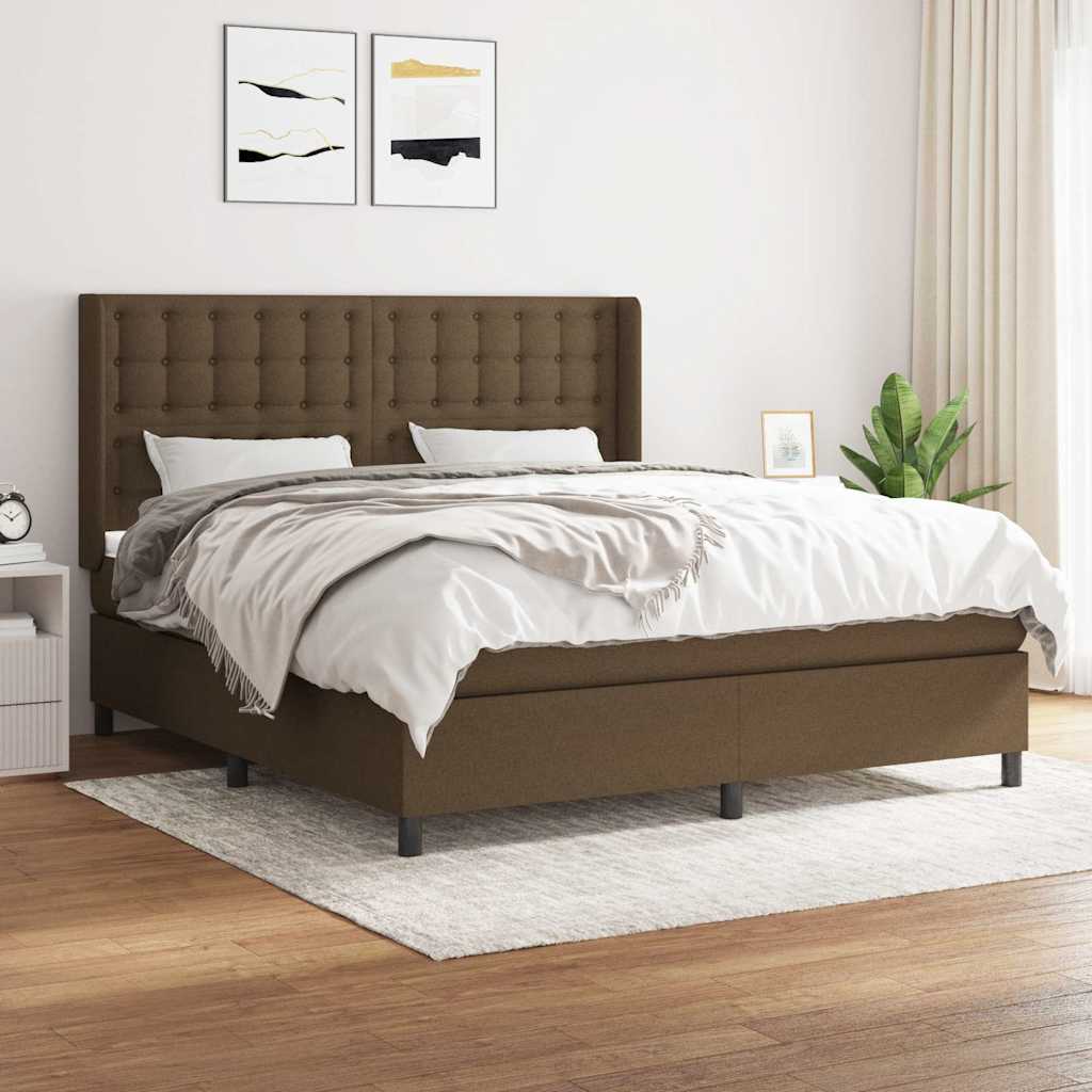 Sommier à lattes de lit avec matelas Marron foncé 160x200 cm