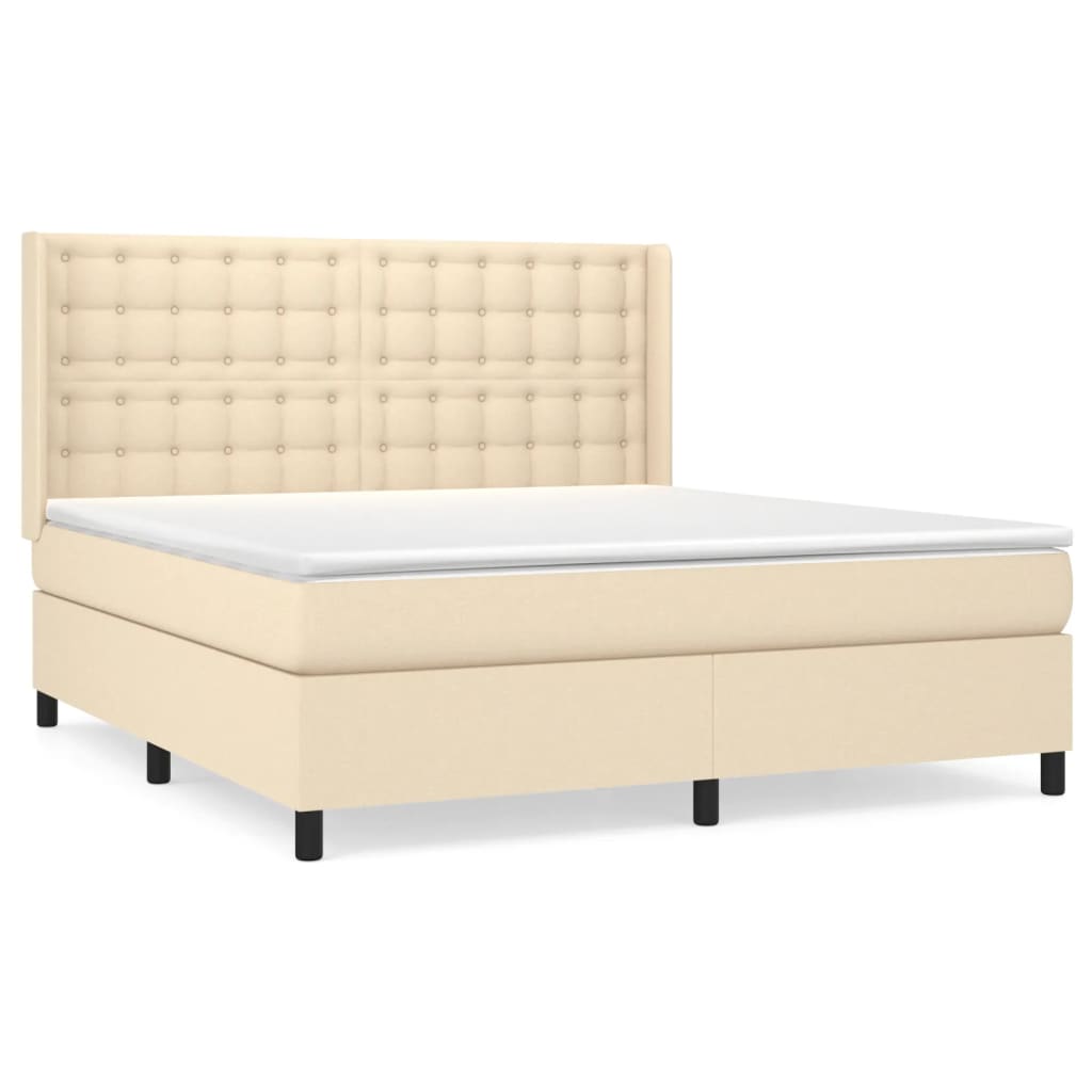 Sommier à lattes de lit avec matelas Crème 160x200 cm Tissu - XIOS
