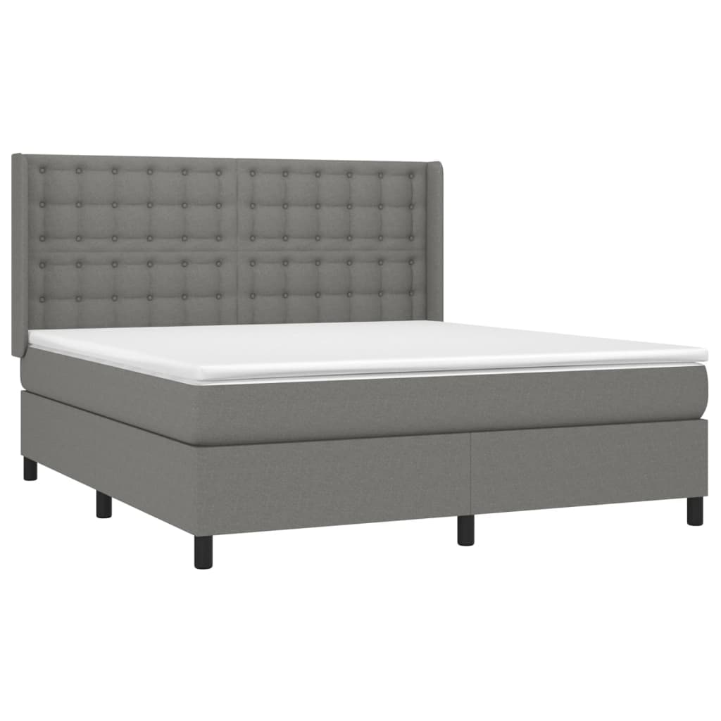 Sommier à lattes de lit avec matelas Gris foncé 180x200cm Tissu - XIOS