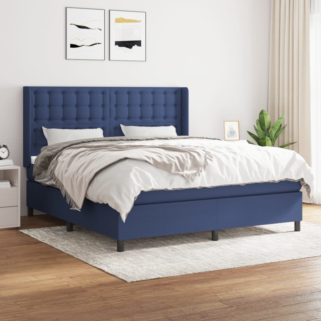 Sommier à lattes de lit avec matelas Bleu 180x200 cm Tissu - XIOS