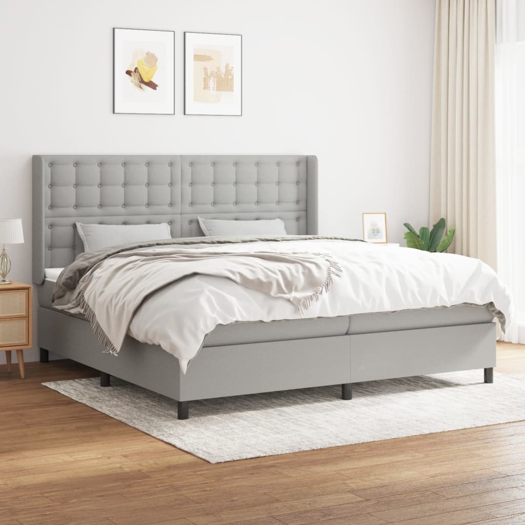 Sommier à lattes de lit avec matelas Gris clair 200x200cm Tissu - XIOS