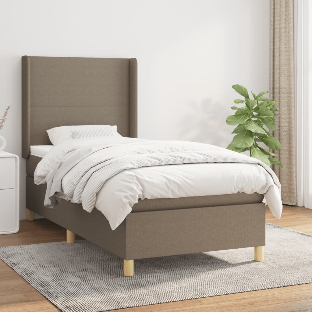 Sommier à lattes de lit avec matelas Taupe 80x200 cm Tissu Lits & cadres de lit vidaXL