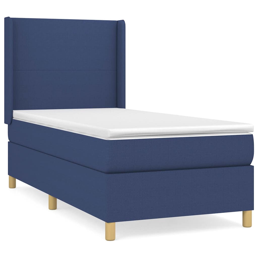 Sommier à lattes de lit avec matelas Bleu 90x190 cm Tissu