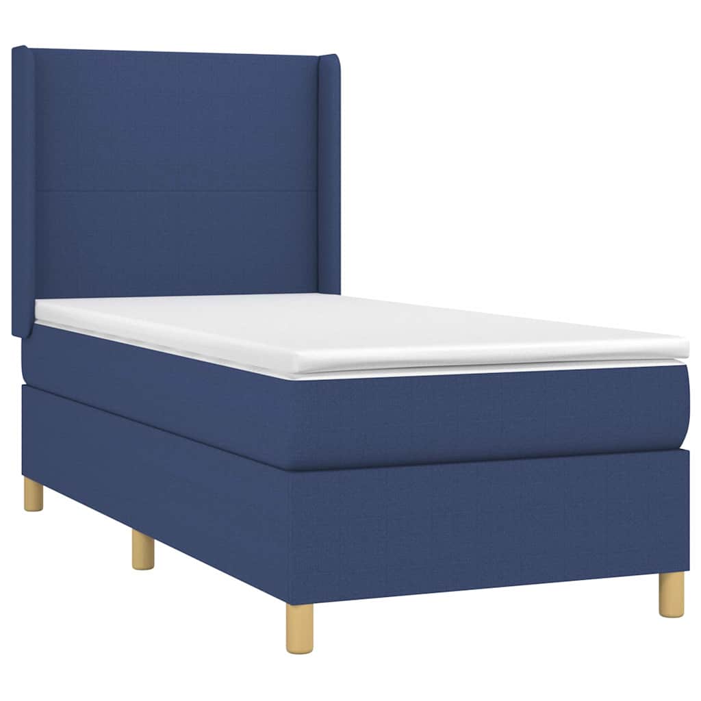Sommier à lattes de lit avec matelas Bleu 90x190 cm Tissu