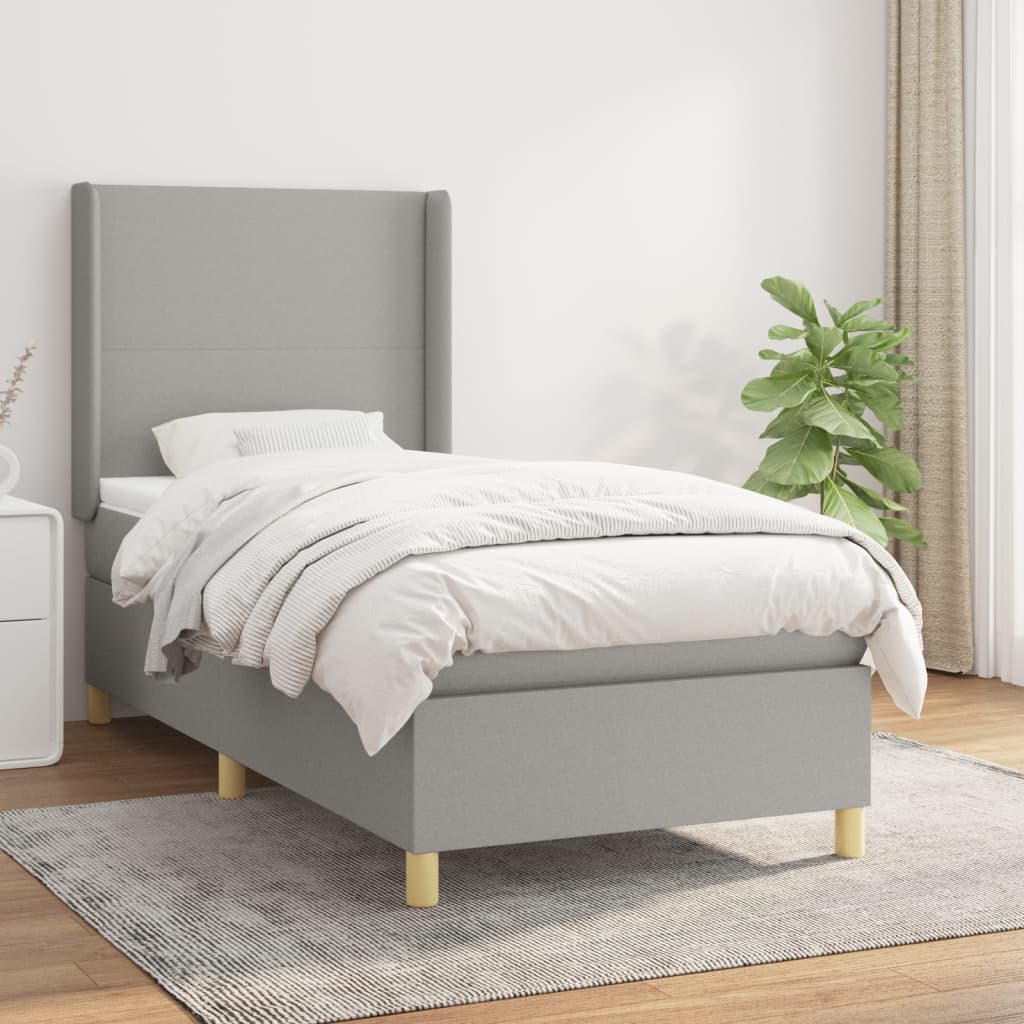 Sommier à lattes de lit avec matelas Gris clair 90x200 cm Tissu - XIOS