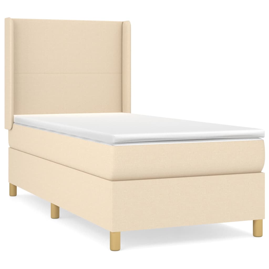 Sommier à lattes de lit avec matelas Crème 90x200 cm Tissu - XIOS
