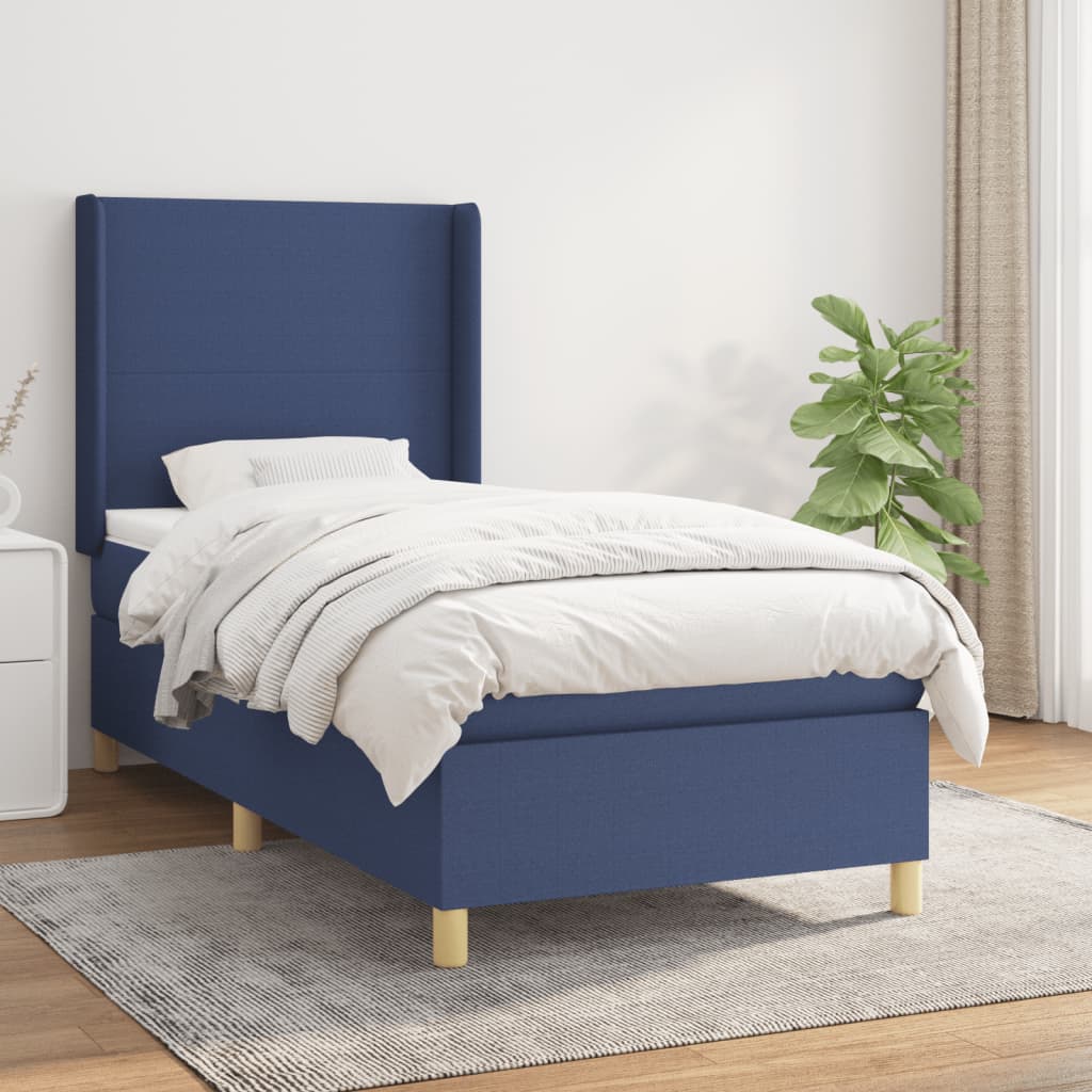 Sommier à lattes de lit avec matelas Bleu 90x200 cm Tissu - XIOS