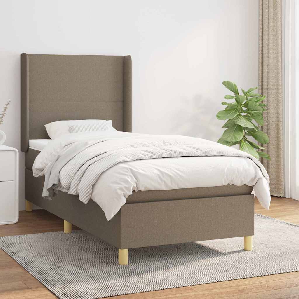 Sommier à lattes de lit avec matelas Taupe 100x200 cm Tissu