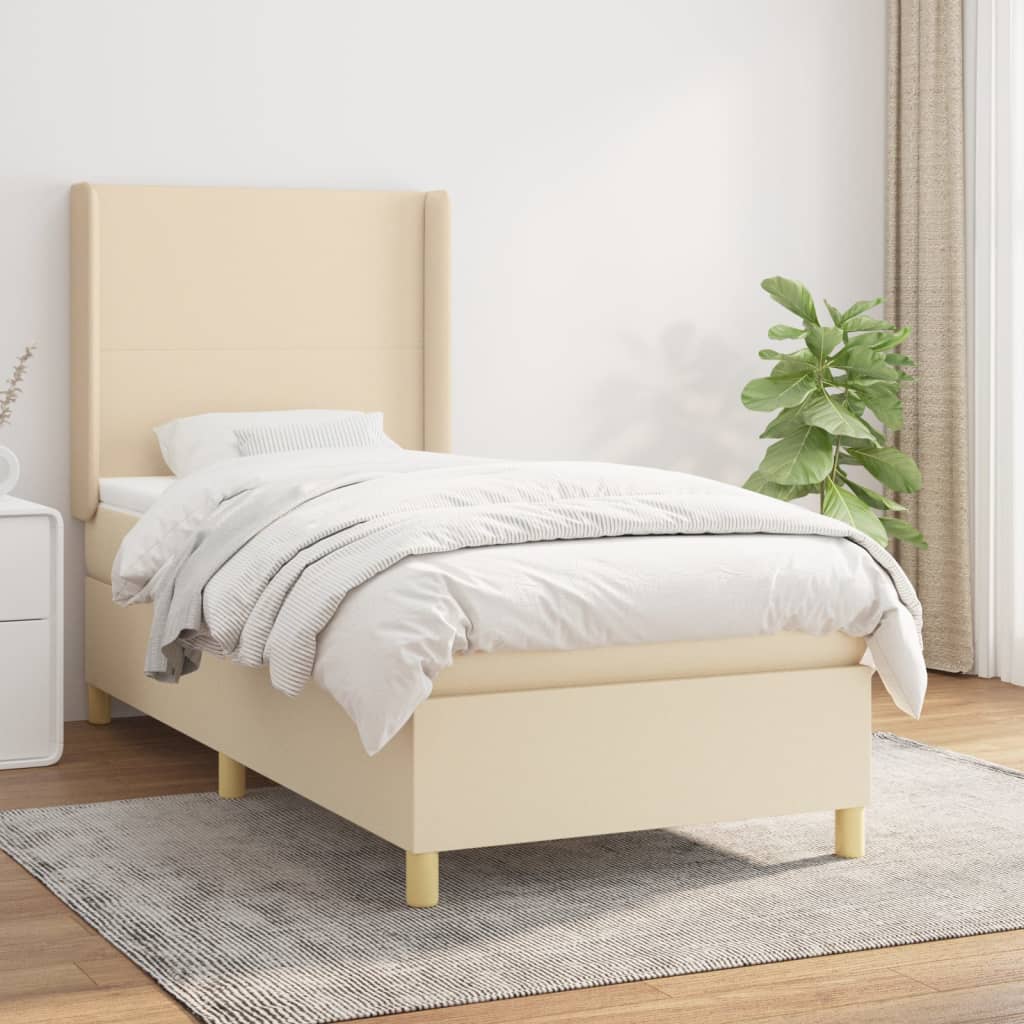 Sommier à lattes de lit avec matelas Crème 100x200 cm Tissu - XIOS
