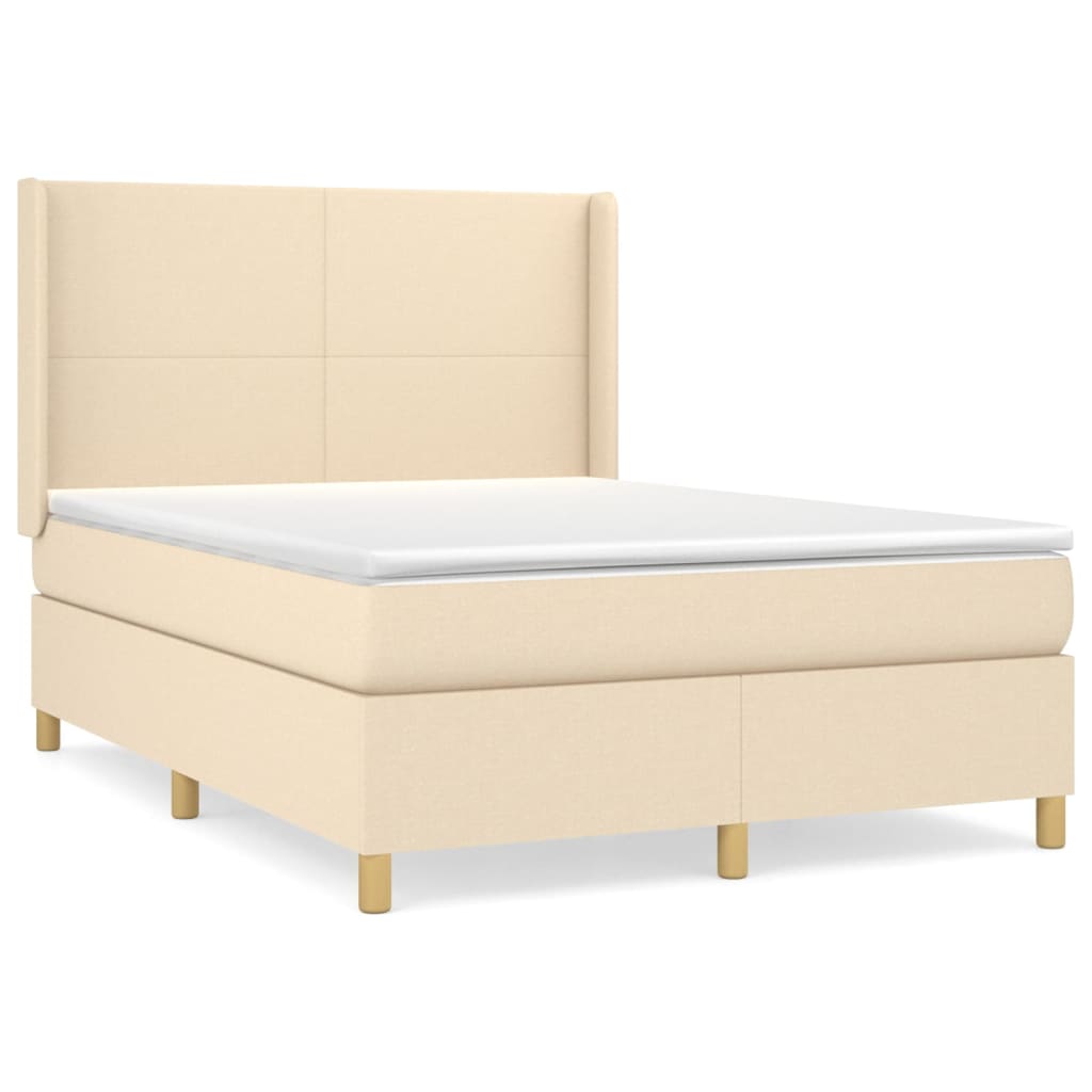 Sommier à lattes de lit avec matelas Crème 140x190 cm Tissu - XIOS