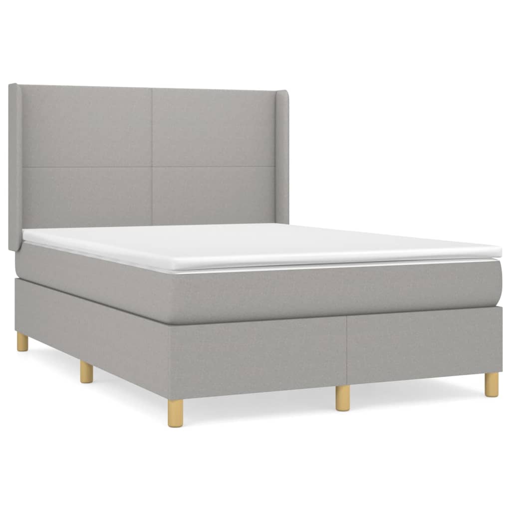 Sommier à lattes de lit avec matelas Gris clair 140x200cm Tissu - XIOS