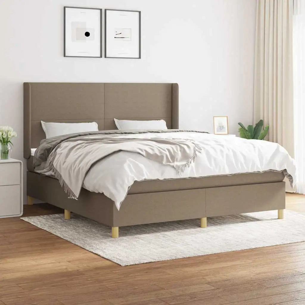 Sommier à lattes de lit avec matelas Taupe 160x200 cm Tissu - XIOS