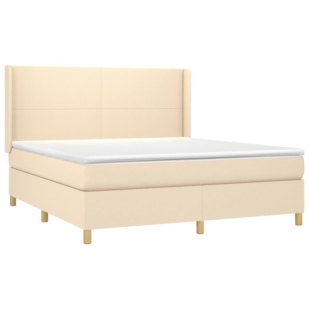 Sommier à lattes de lit avec matelas Crème 160x200 cm Tissu - XIOS