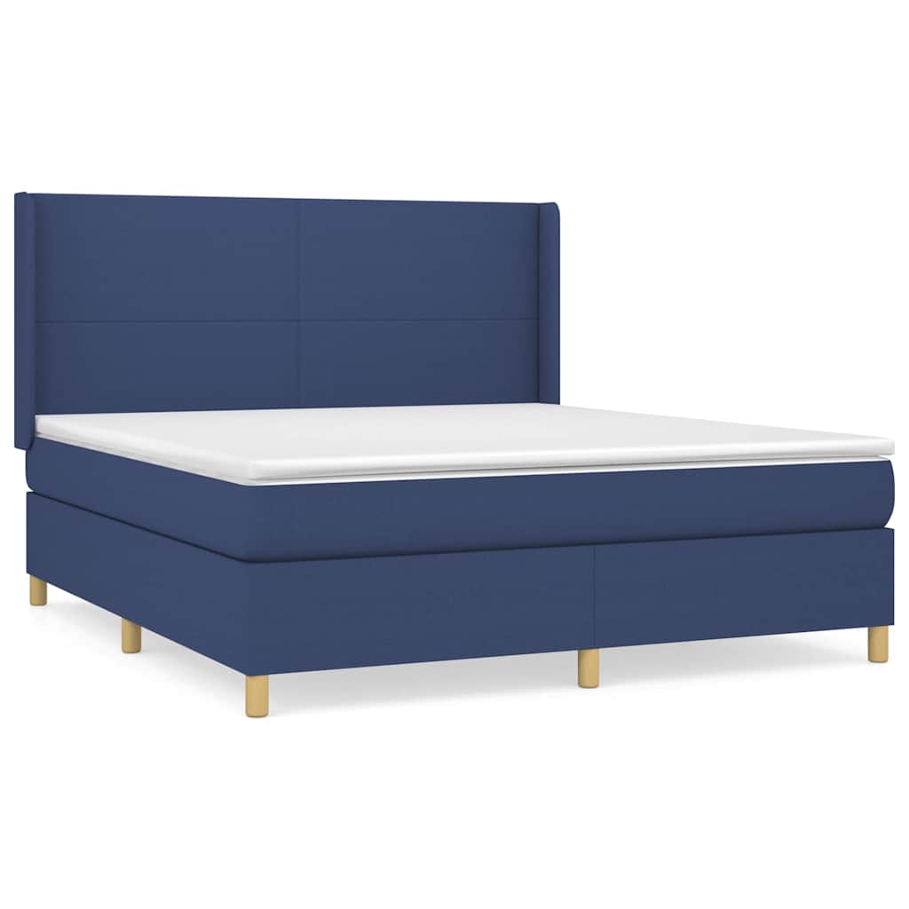 Sommier à lattes de lit avec matelas Bleu 160x200 cm Tissu