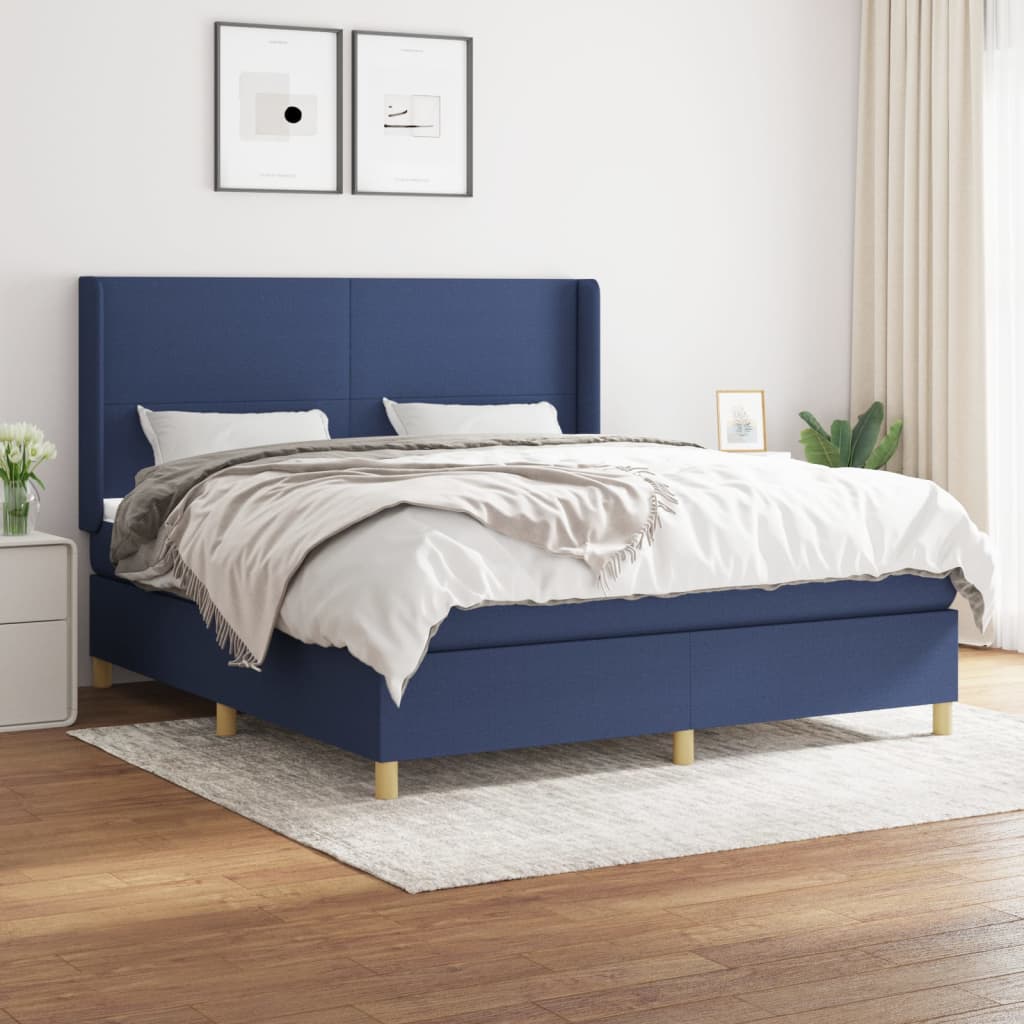 Sommier à lattes de lit avec matelas Bleu 160x200 cm Tissu - XIOS