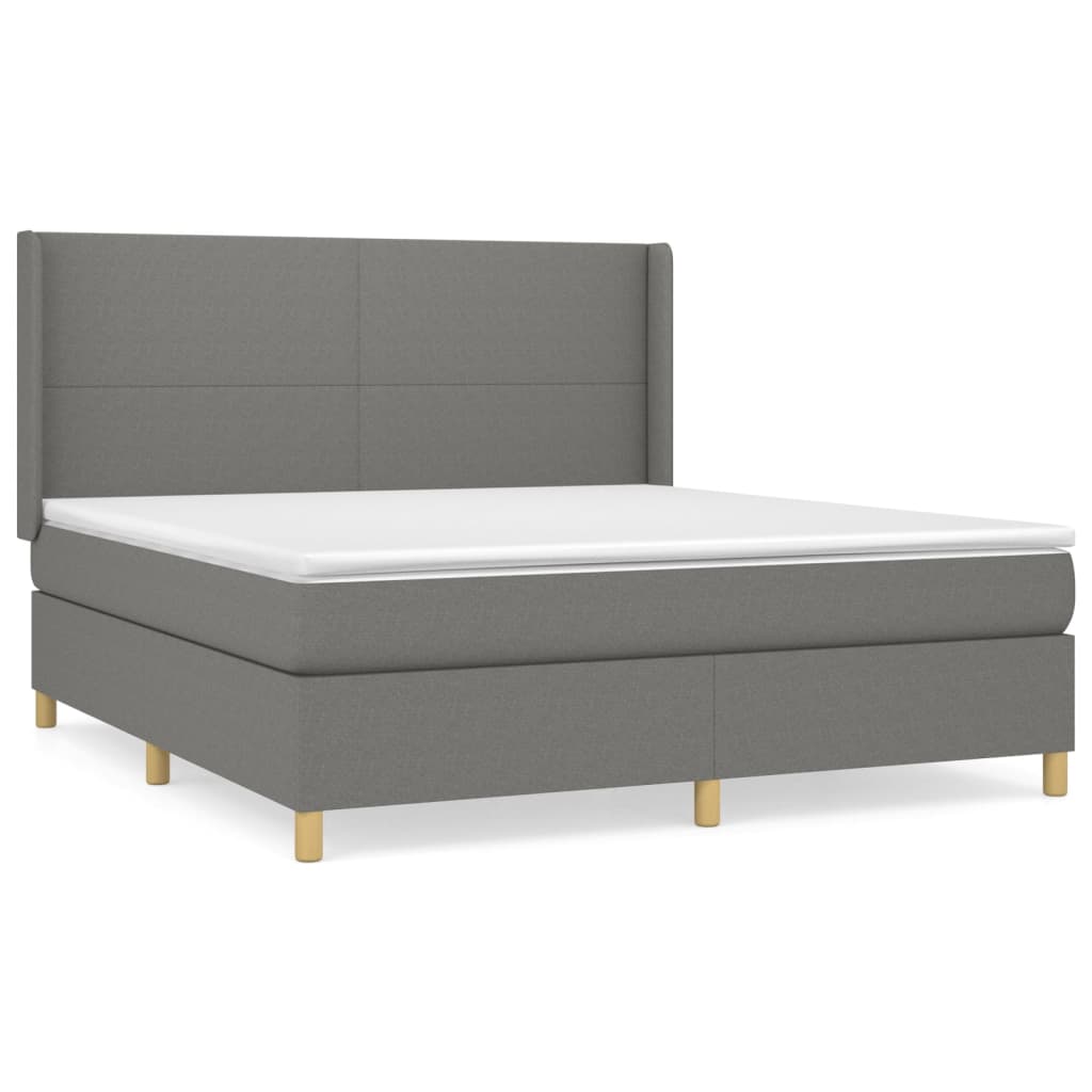 Sommier à lattes de lit avec matelas Gris foncé 180x200cm Tissu - XIOS