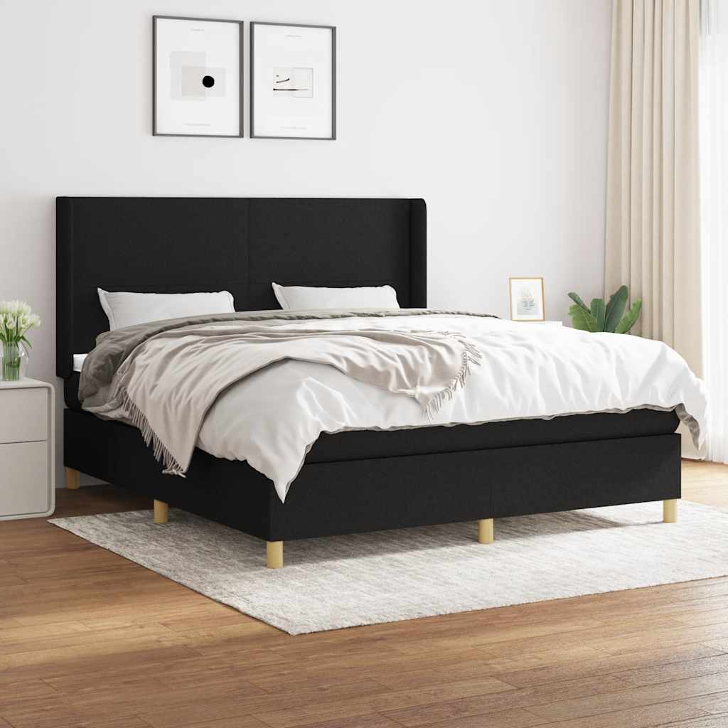 Sommier à lattes de lit avec matelas Noir 180x200 cm Tissu - XIOS