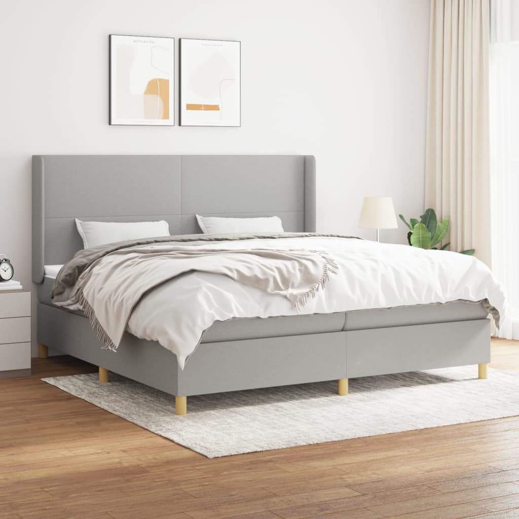 Sommier à lattes de lit avec matelas Gris clair 200x200cm Tissu - XIOS