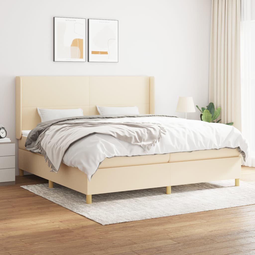 Sommier à lattes de lit avec matelas Crème 200x200 cm Tissu - XIOS