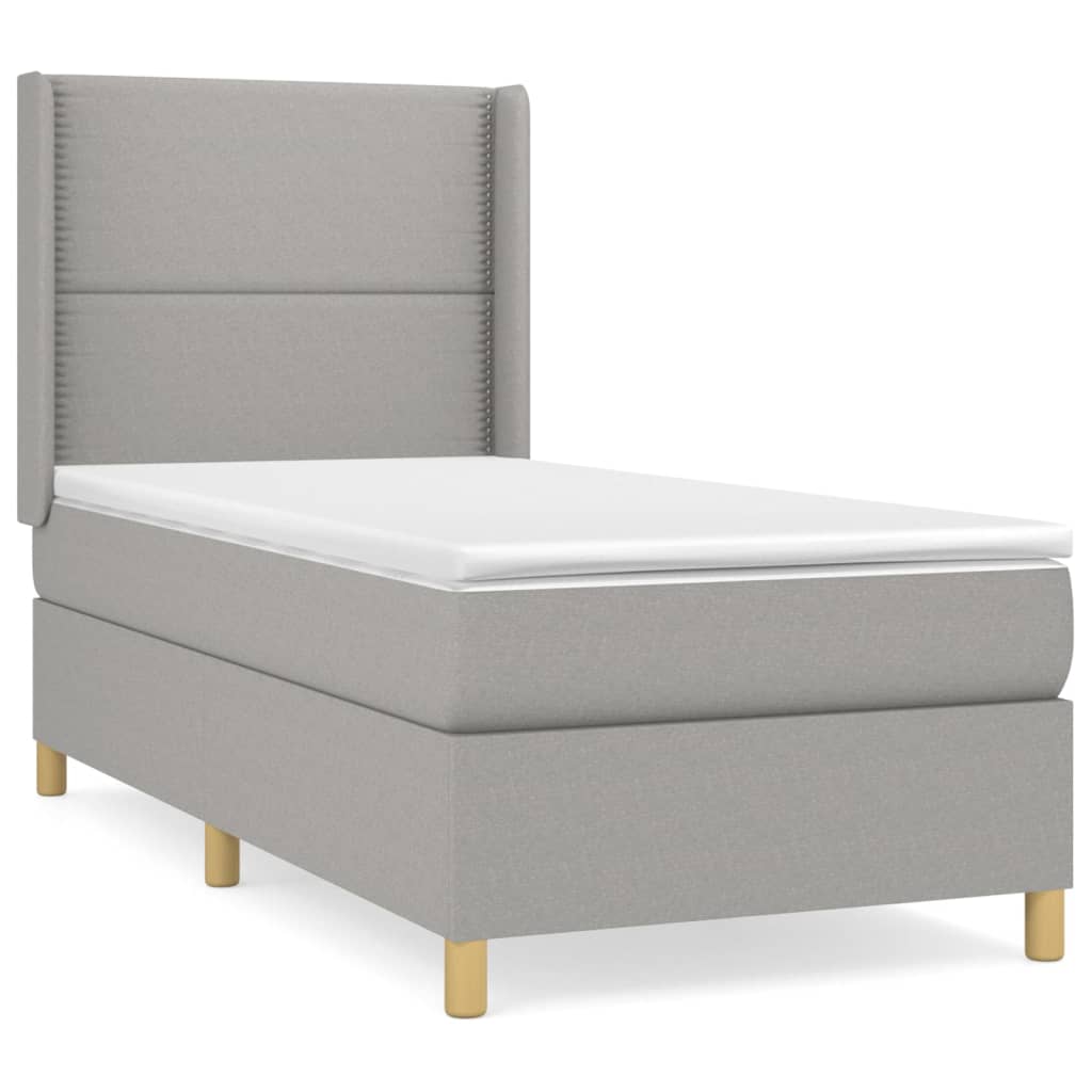 Sommier à lattes de lit et matelas Gris clair 90x190 cm Tissu - XIOS