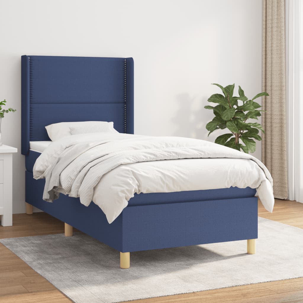 Sommier à lattes de lit avec matelas Bleu 90x190 cm Tissu - XIOS