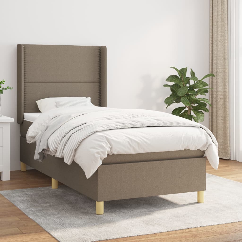 Sommier à lattes de lit avec matelas Taupe 90x200 cm Tissu - XIOS