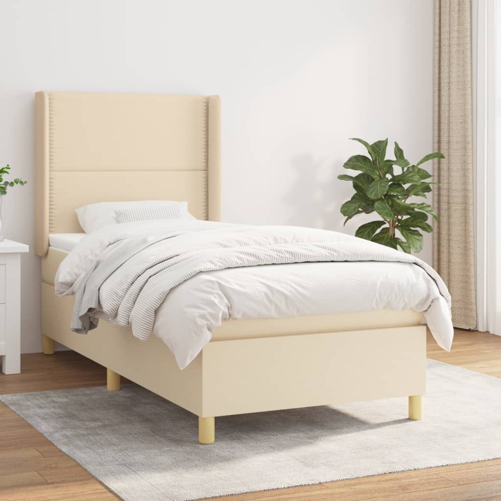 Sommier à lattes de lit avec matelas Crème 100x200 cm Tissu - XIOS