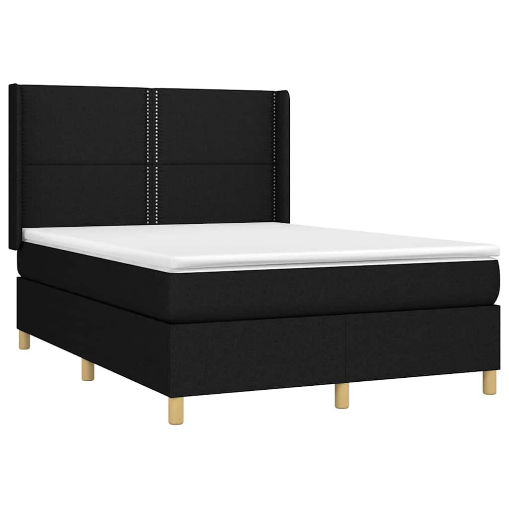 Sommier à lattes de lit avec matelas Noir 140x190 cm Tissu - XIOS