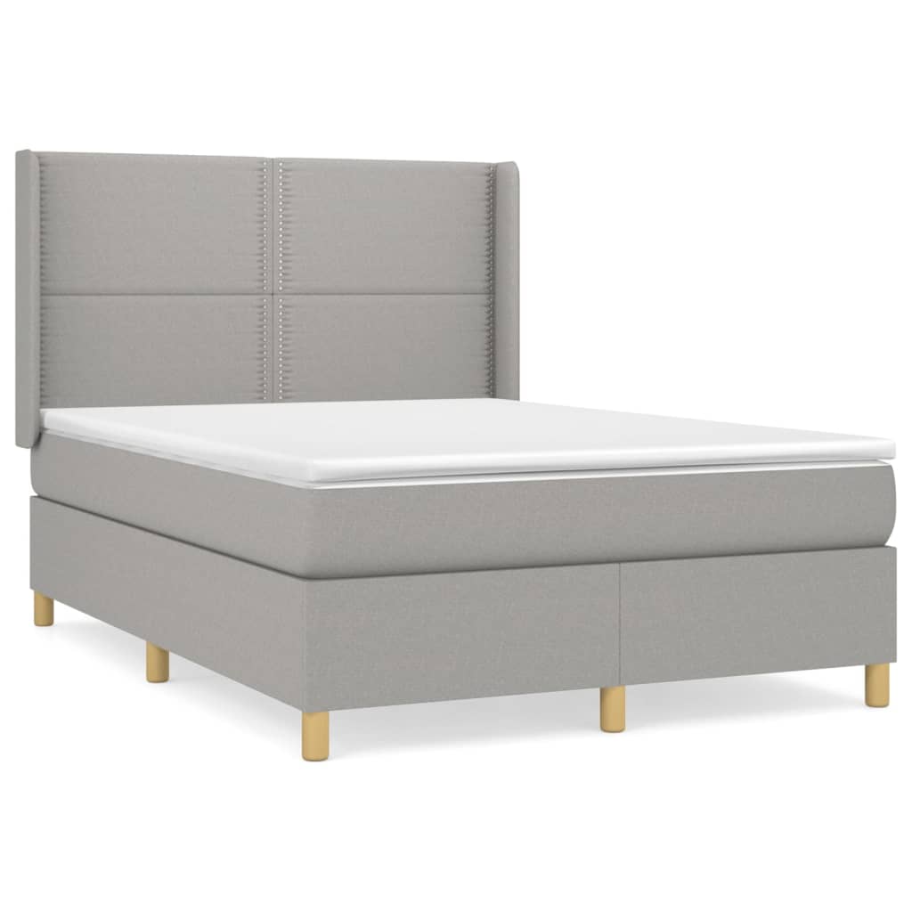 Sommier à lattes de lit avec matelas Gris clair 140x200cm Tissu - XIOS