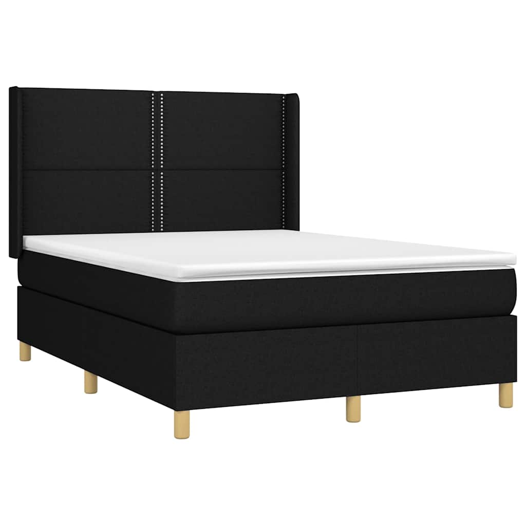 Sommier à lattes de lit avec matelas Noir 140x200 cm Tissu - XIOS