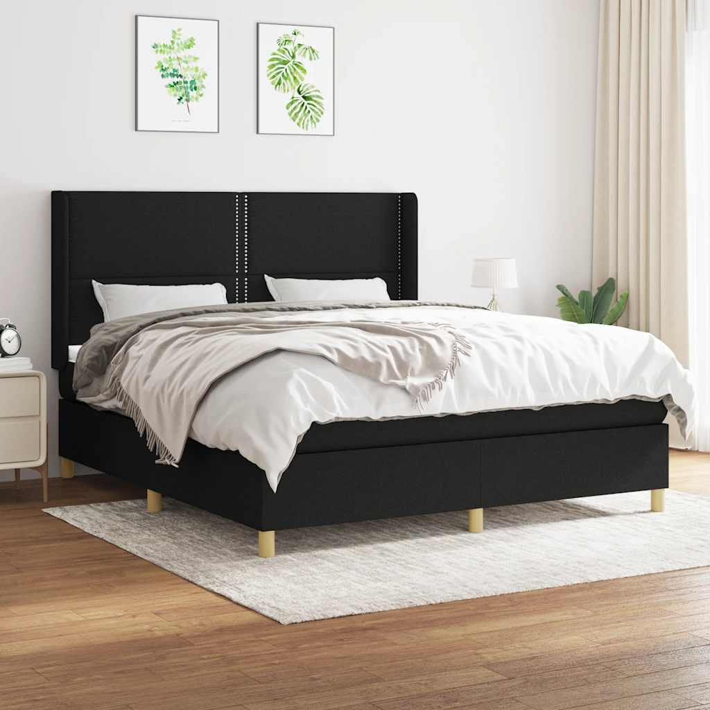 Sommier à lattes de lit avec matelas Noir 160x200 cm Tissu - XIOS