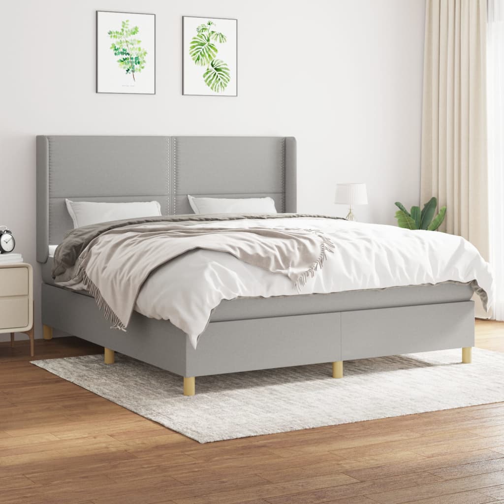 Sommier à lattes de lit avec matelas Gris clair 180x200cm Tissu - XIOS