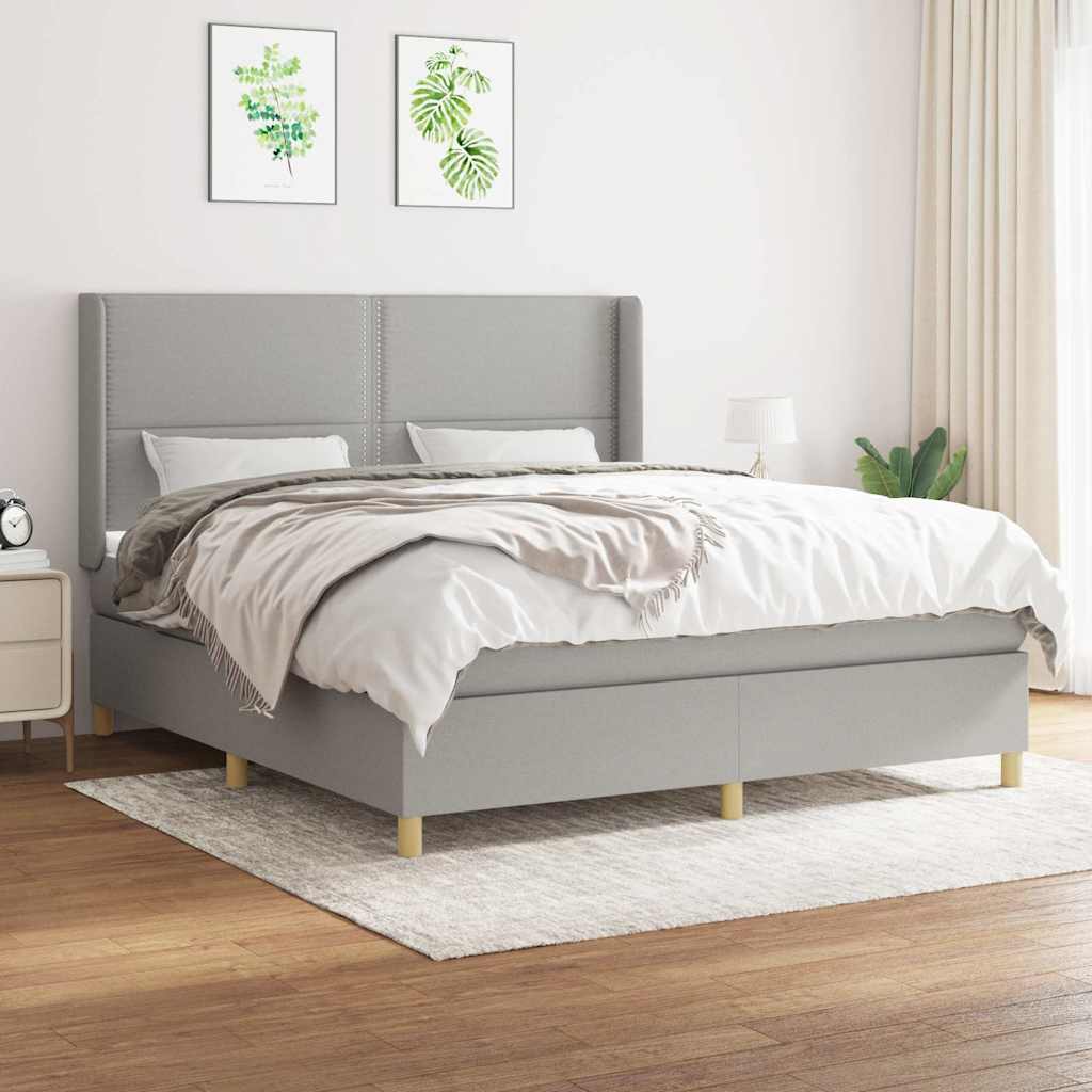 Sommier à lattes de lit avec matelas Gris clair 180x200cm Tissu