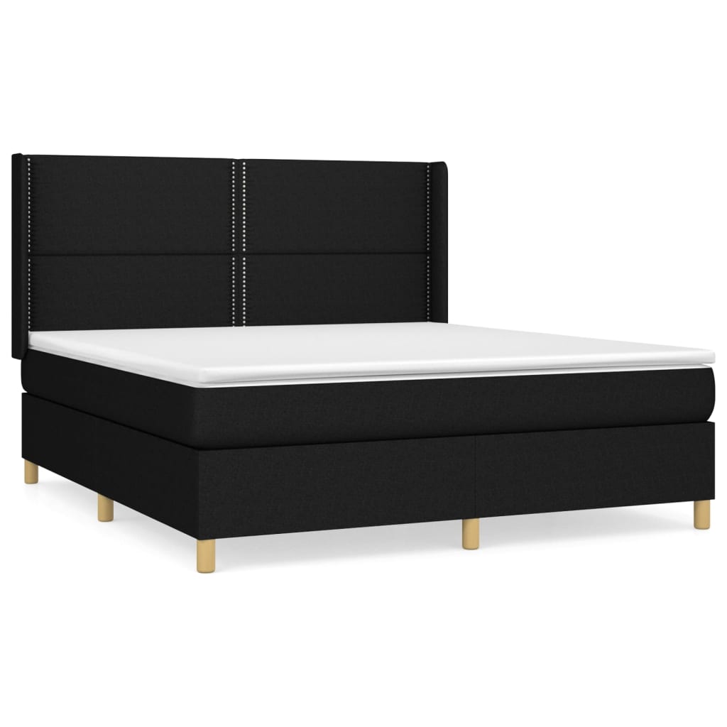 Sommier à lattes de lit avec matelas Noir 180x200 cm Tissu - XIOS