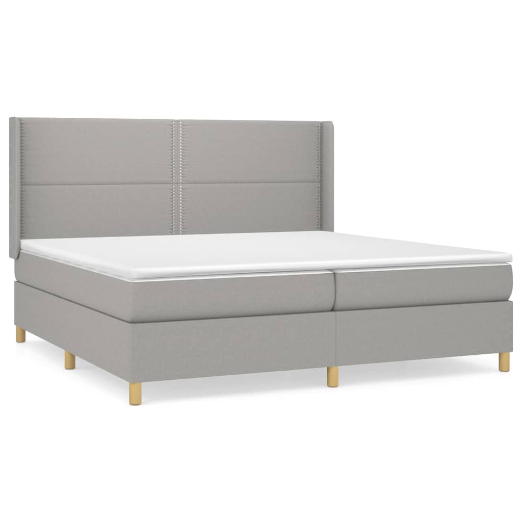 Sommier à lattes de lit avec matelas Gris clair 200x200cm Tissu - XIOS