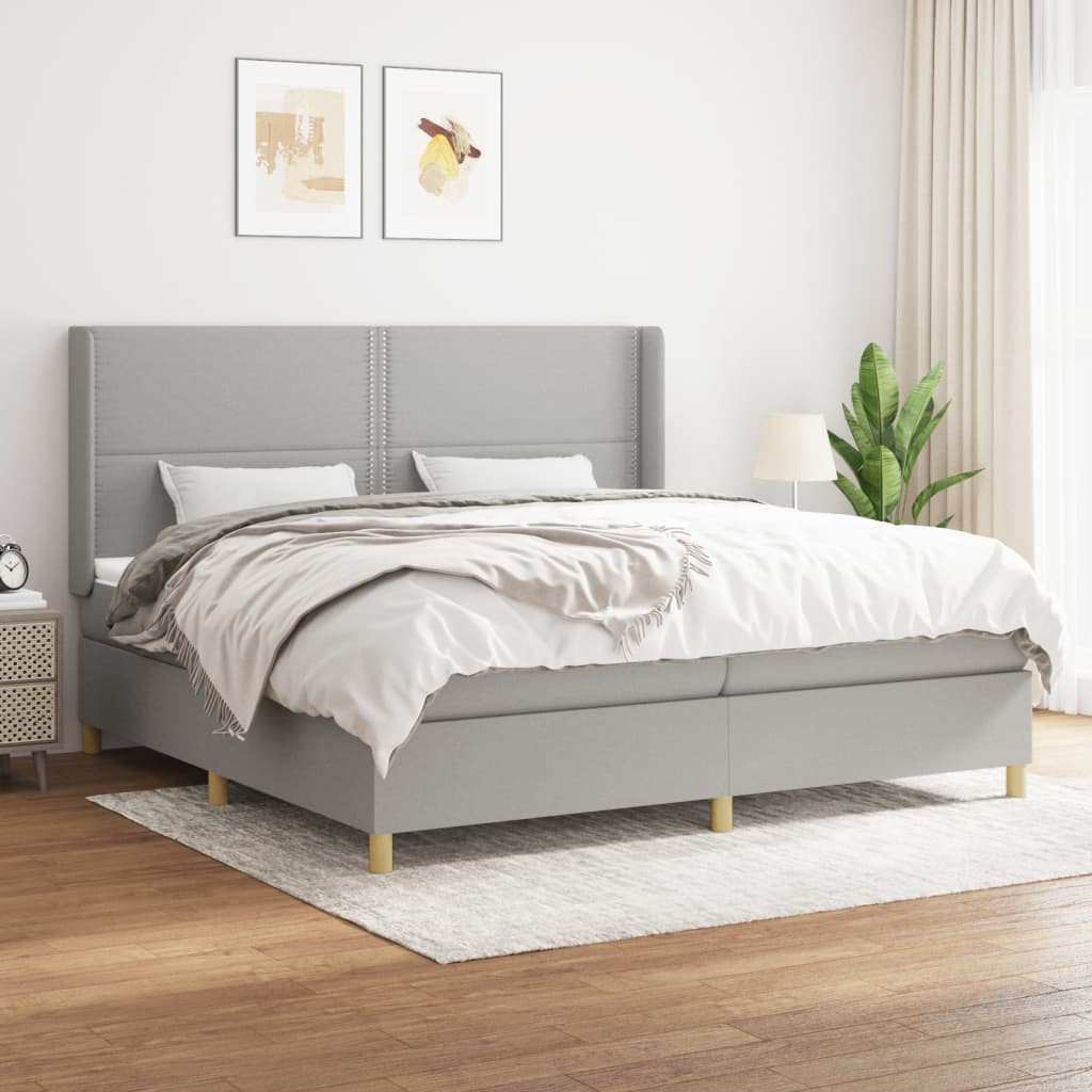 Sommier à lattes de lit avec matelas Gris clair 200x200cm Tissu - XIOS