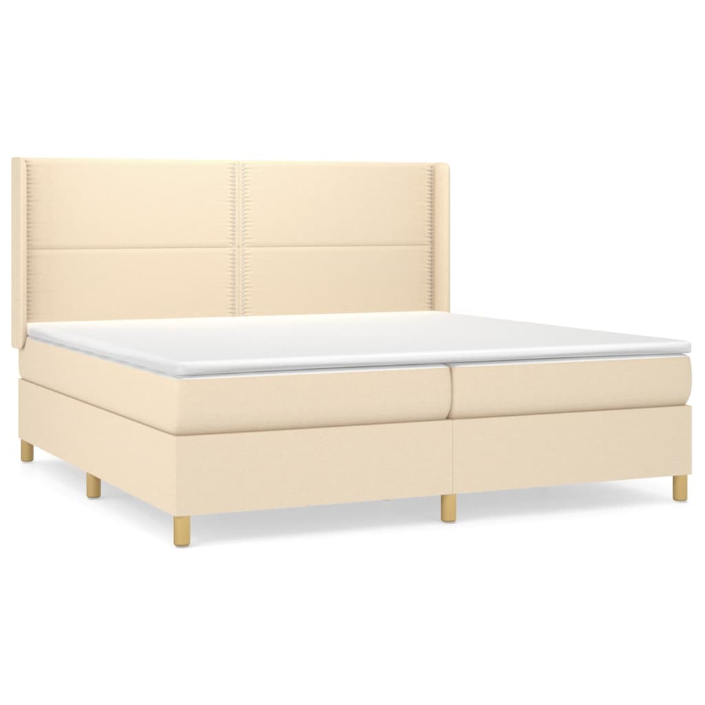 Sommier à lattes de lit avec matelas Crème 200x200 cm Tissu - XIOS