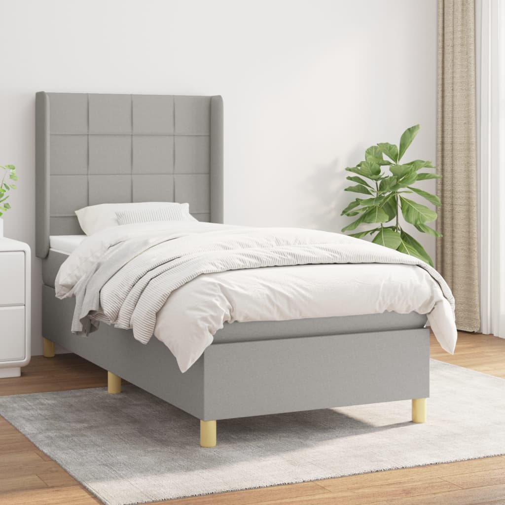 Sommier à lattes de lit avec matelas Gris clair 80x200 cm Tissu - XIOS