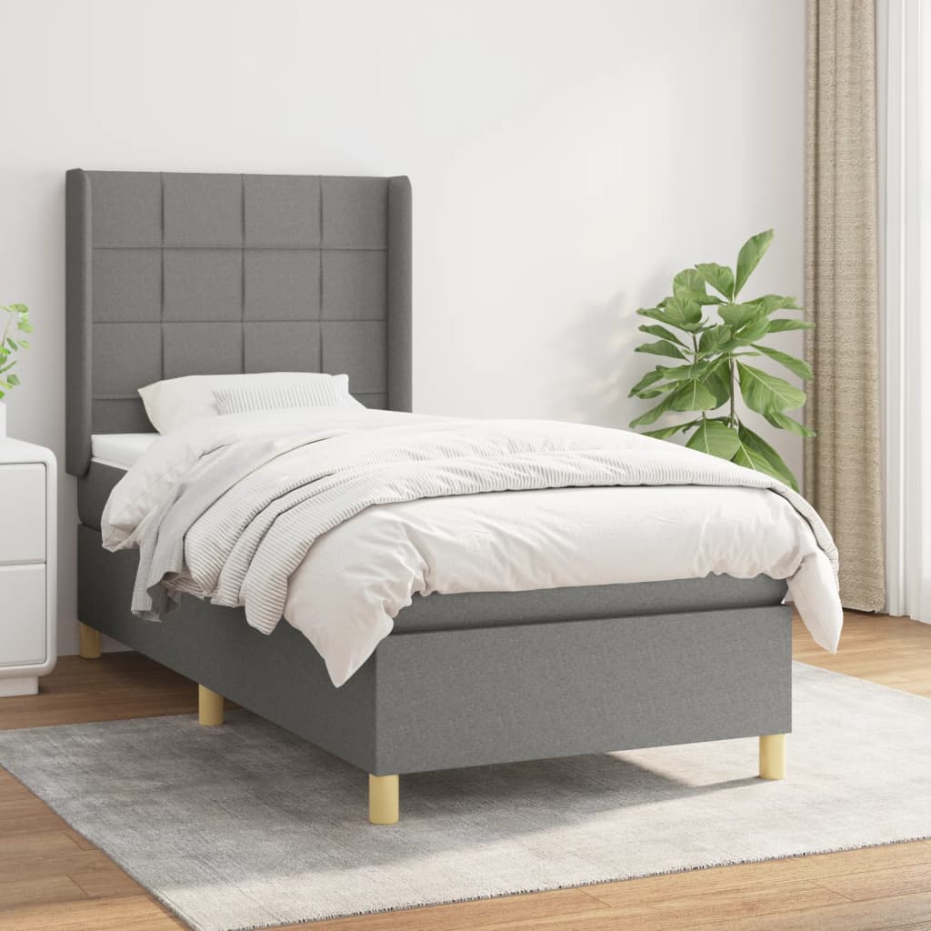 Sommier à lattes de lit avec matelas Gris foncé 80x200 cm Tissu - XIOS