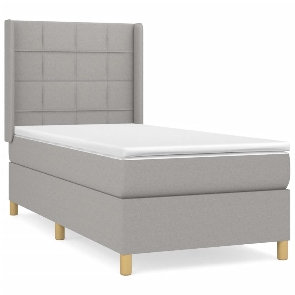 Sommier à lattes de lit et matelas Gris clair 90x190 cm Tissu - XIOS