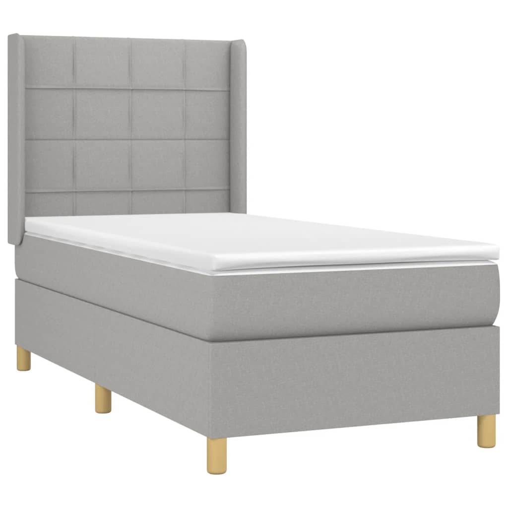 Sommier à lattes de lit et matelas Gris clair 90x190 cm Tissu - XIOS
