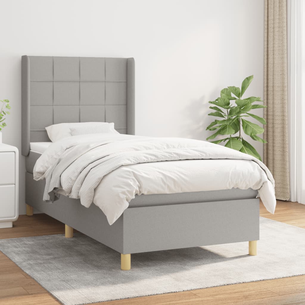 Sommier à lattes de lit et matelas Gris clair 90x190 cm Tissu - XIOS