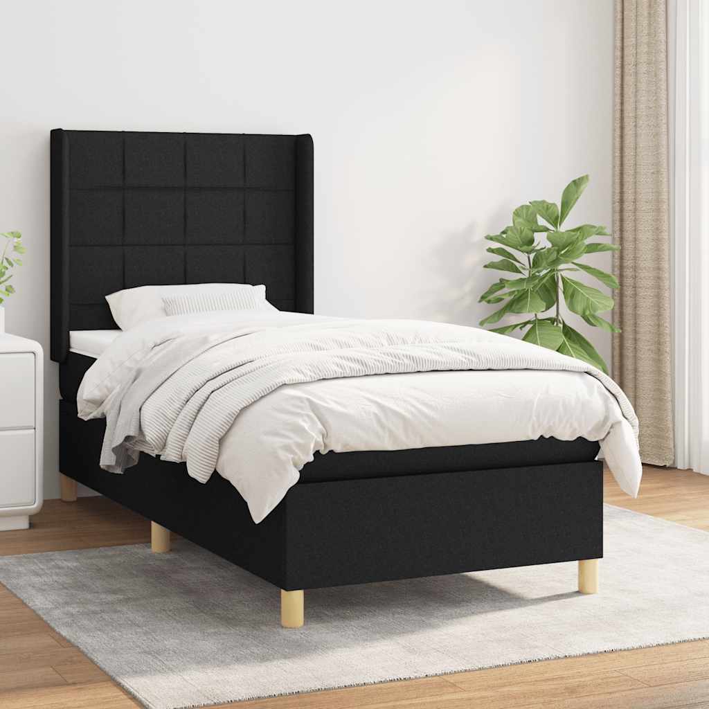 Sommier à lattes de lit avec matelas Noir 90x190 cm Tissu - XIOS