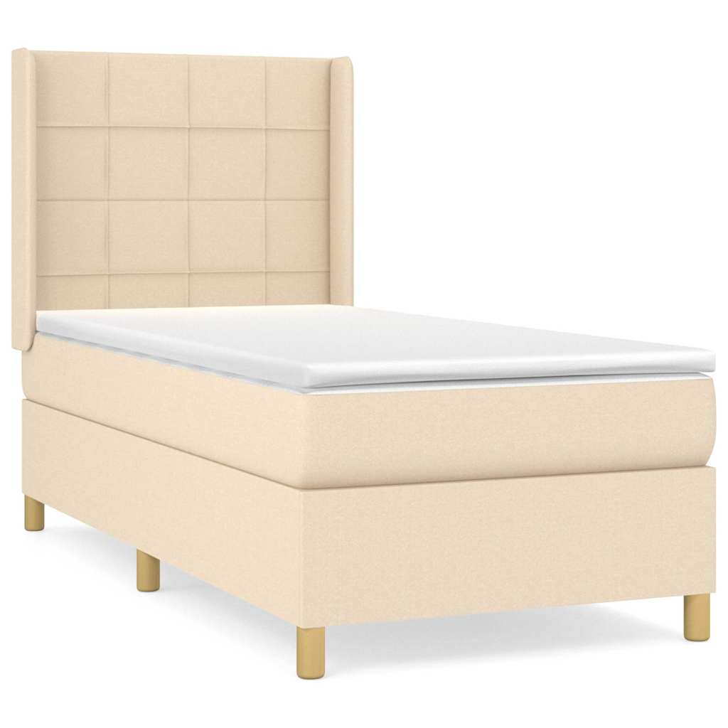 Sommier à lattes de lit et matelas Crème 90x190 cm Tissu