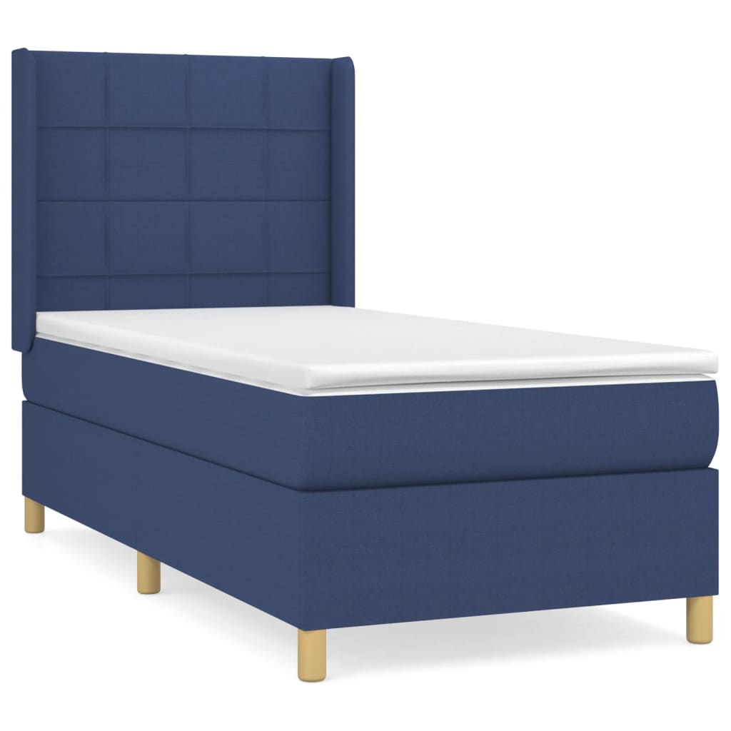 Sommier à lattes de lit avec matelas Bleu 100x200 cm Tissu - XIOS