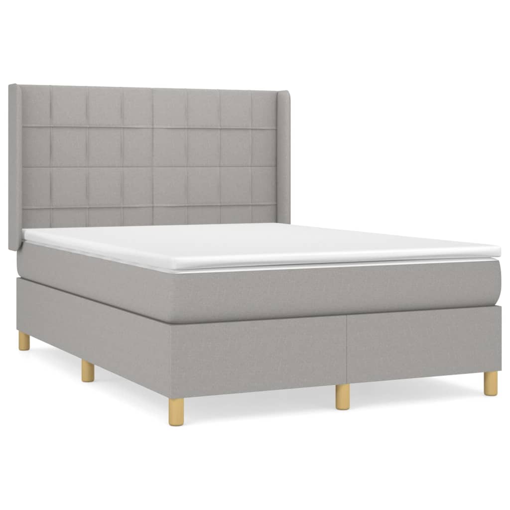 Sommier à lattes de lit avec matelas Gris clair 140x190cm Tissu - XIOS