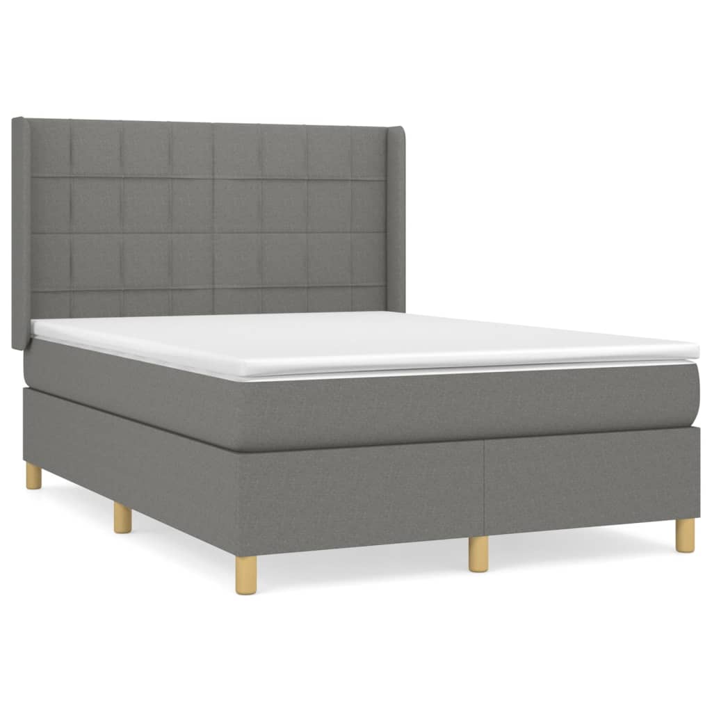Sommier à lattes de lit avec matelas Gris foncé 140x190cm Tissu - XIOS