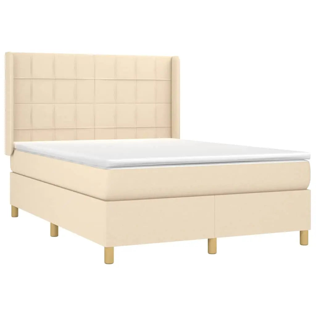 Sommier à lattes de lit avec matelas Crème 140x200 cm Tissu - XIOS